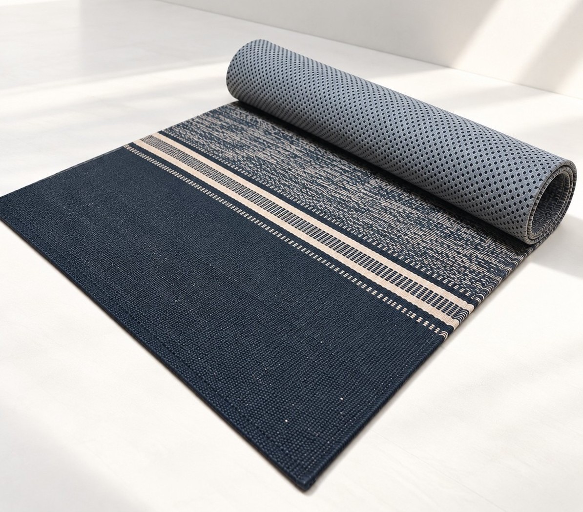 VEDA SERA handwoven yoga mat — Midnight Blue