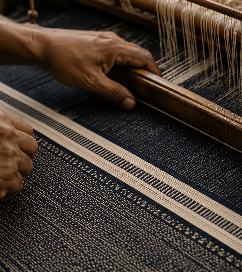 Traditional handweaving process
